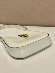 CLEO SHOULDER BAG 22 IN WHITE BRUSHED LAMBSKIN WITH CLASP CLOSURE