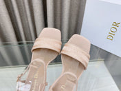 DWAY HIGH HEEL EMBROIDERED SANDAL LIGHT PINK CALFSKIN 95 MM