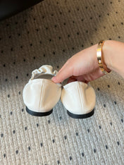 MIUMIU 26S BALLERINAS IN WHITE RUCHES NAPPA CALFSKIN