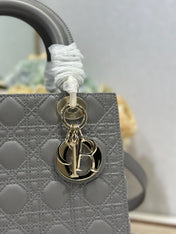 LADY SMALL BAG 24 IN GREY MACROCANNAGE LAMBSKIN GOLD HARDWARE