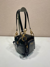 SMALL RECTANGULAR BAG 14 IN BLACK OIL WAX LAMBSKIN GOLD HARDWARE