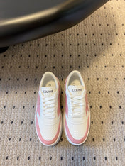 BLOCK SNEAKER WITH TRIOMPHE IN WHITE MIX BABY PINK CALFSKIN