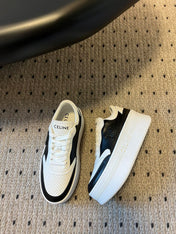 BLOCK SNEAKER WITH TRIOMPHE IN WHITE MIX BLACK CALFSKIN