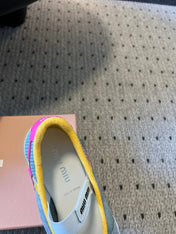 MIUMIU 26S THONG SANDALS IN MULTICOLOR SUEDE MIX TECH FABRIC