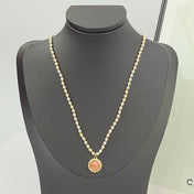 CD 26S CD LOGO PEARL BEADED PENDANT NECKLACE IN GOLD METAL