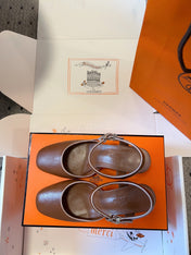 KLEO HIGH SLINGBACK IN BRONZE BROWN CALFSKIN