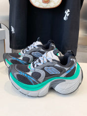 DAD SHOES IN GRAY MIX MINT GREEN AND BLUE MESH AND CALFSKIN
