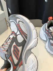 DAD SHOES IN GREY RED WHITE MESH AND CALFSKIN