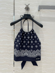 MIUMIU MIDNIGHT BLUE STRAPPY BACK TOP