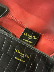 DIOR 26S TOUJOURS BAG 28 IN BLACK CROCODILE LEATHER