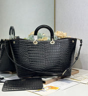 DIOR 26S TOUJOURS BAG 37 IN BLACK CROCODILE LEATHER