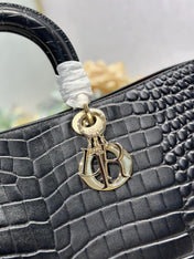 DIOR 26S TOUJOURS BAG 37 IN BLACK CROCODILE LEATHER