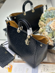 DIOR 26S TOUJOURS BAG 37 IN BLACK OSTRICH