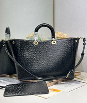 DIOR 26S TOUJOURS BAG 37 IN BLACK OSTRICH