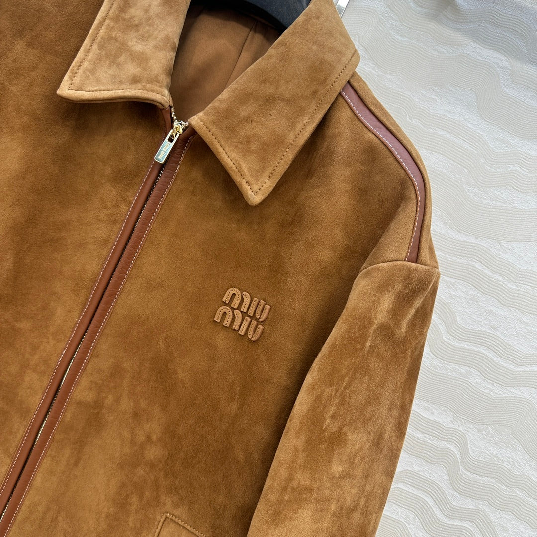MIUMIU CLASSIC BROWN SUEDE JACKET 276214