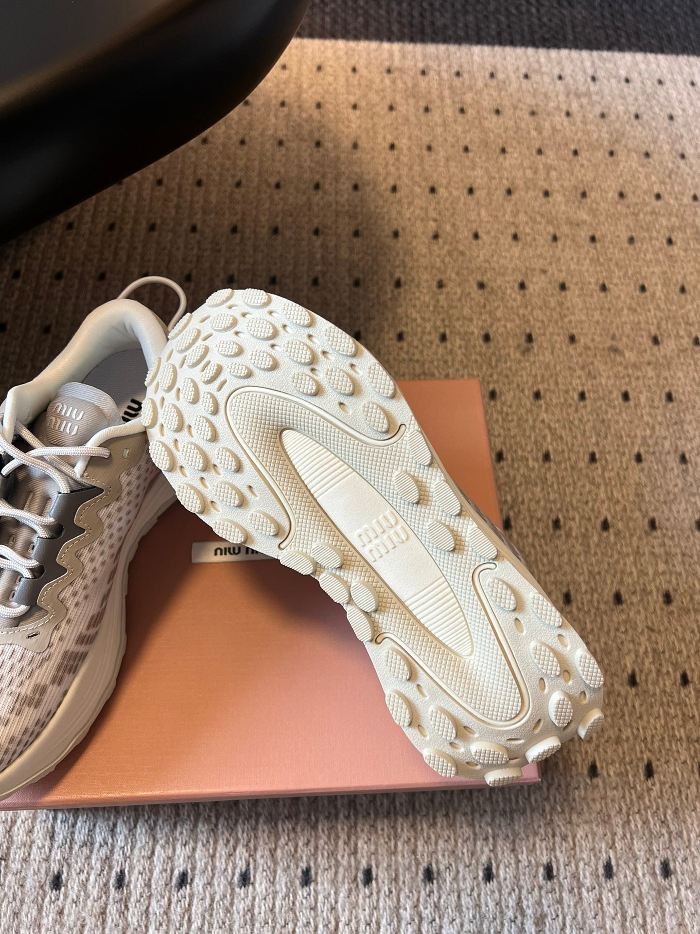 MIUMIU 26S SNEAKERS IN CLOUDY GRAY TECHNICAL FABRIC