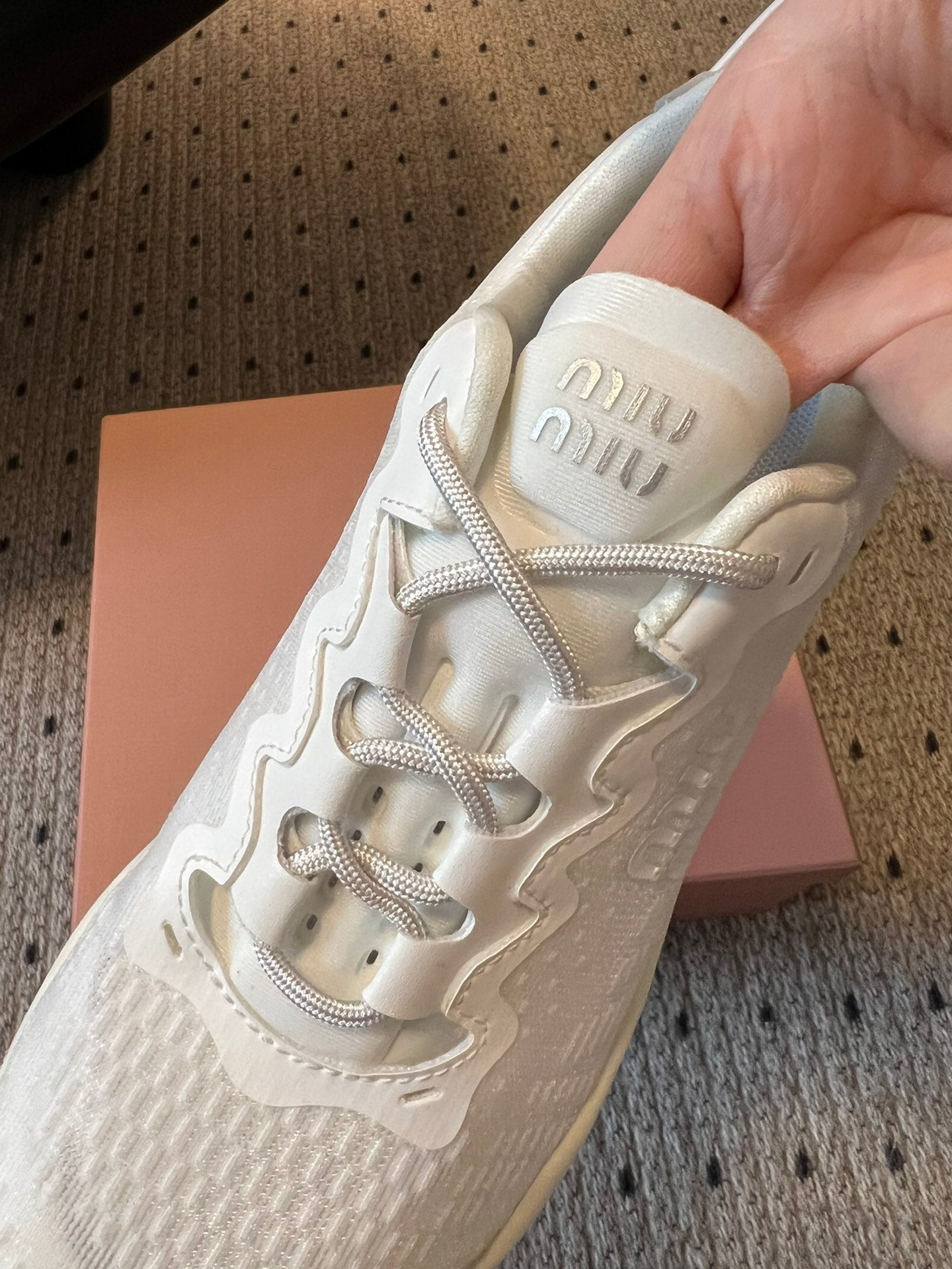 MIUMIU 26S SNEAKERS IN WHITE TECHNICAL FABRIC