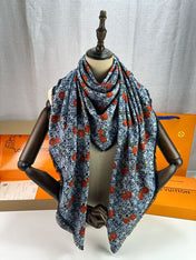 LV SCARF 140 CM IN SILK-CASHMERE BLEND 709636
