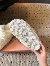 MIUMIU 26S SHEEPSKIN SLIPPERS IN WHITE