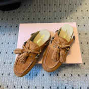 MIUMIU 26S MULES IN CARAMEL BROWN SUEDE
