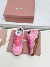 MIUMIU 26S SNEAKERS IN PINK FABRIC AND SUEDE