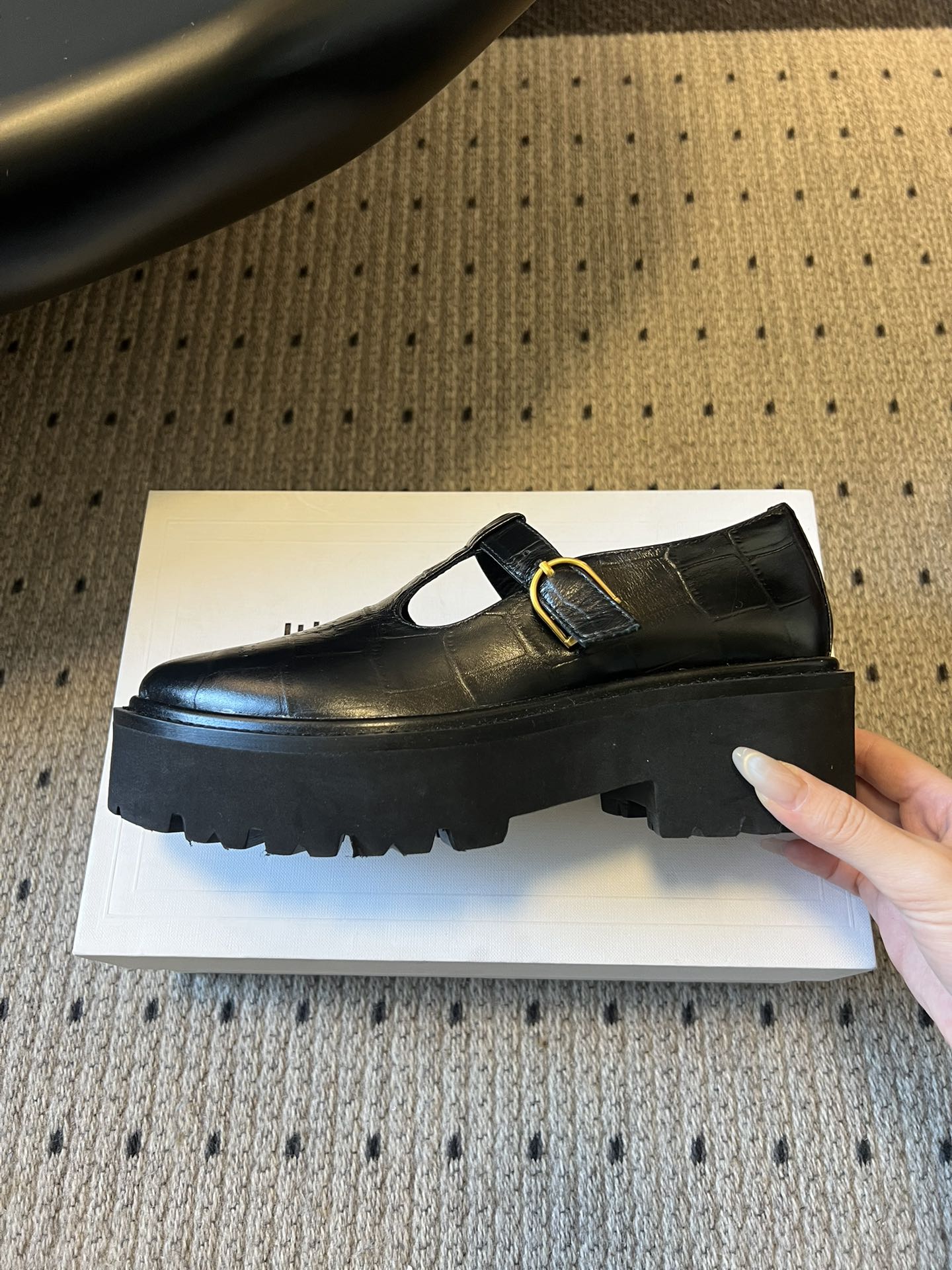 CELINE 26S MARY JANE SHOES 40 MM IN BLACK CALFSKIN