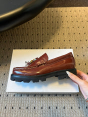 CELINE 26S LOAFER IN WINE RED CALFSKIN