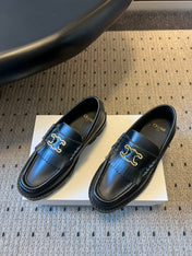 CELINE 26S LOAFER IN BLACK CALFSKIN WITH GOLD HARDWARE