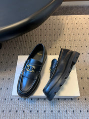 CELINE 26S LOAFER IN BLACK CALFSKIN WITH GOLD HARDWARE