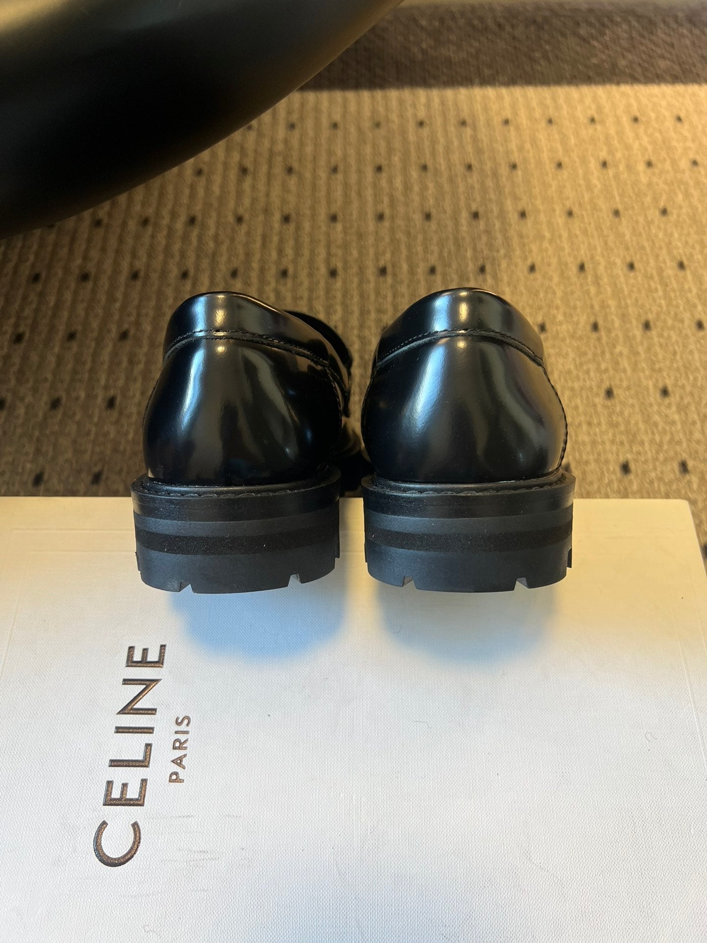 CELINE 26S LOAFER IN BLACK CALFSKIN WITH ARC DE TRIOMPHE BUCKLE