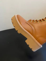 CELINE 26S MARGARET COMBAT BOOT 45 MM IN BROWN CALFSKIN