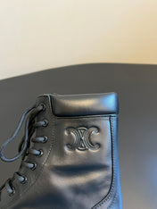 CELINE 26S MARGARET COMBAT BOOT 45 MM IN BLACK CALFSKIN