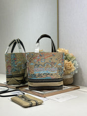 DIOR 26S BOOK TOTE BAG 25 IN MUTICOLOR RAFFIA STYLE 3