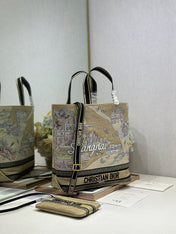 DIOR 26S BOOK TOTE BAG 34 IN MUTICOLOR RAFFIA STYLE 3
