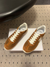 CELINE 26S RACER SNEAKERS IN BROWN FABRIC AND SUEDE