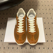 CELINE 26S RACER SNEAKERS IN BROWN FABRIC AND SUEDE