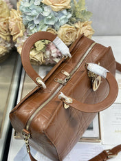 DIOR 26S CANNAGE GRANVILLE BAG 34 IN DARK BROWN CALFSKIN