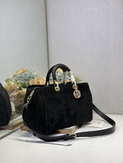 DIOR 26S LADY BAG 34 IN BLACK SUEDE