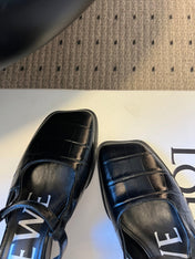 LOEWE 26S ONDA MULE 45MM IN BLACK EMBOSSED CROCODILE CALFSKIN