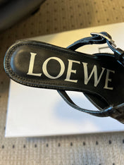 LOEWE 26S ONDA MULE 45MM IN BLACK EMBOSSED CROCODILE CALFSKIN