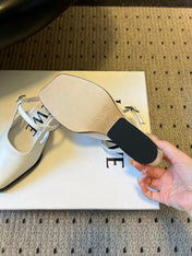 LOEWE 26S ONDA MULE 45MM IN WHITE GLOSSY CALFSKIN