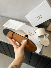 THE ROW 26S FLAT THONG SANDALS IN WHITE CALFSKIN