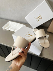 THE ROW 26S FLAT THONG SANDALS IN WHITE CALFSKIN