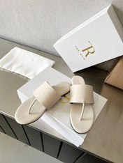 THE ROW 26S FLAT THONG SANDALS IN WHITE CALFSKIN