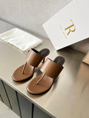 THE ROW 26S HEELED THONG MULES 60MM IN BROWN CALFSKIN