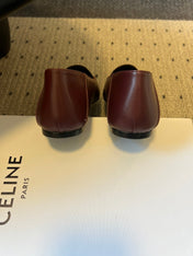 CELINE 26S FLAT LOAFERS IN DARK RED LAMBSKIN