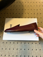 CELINE 26S FLAT LOAFERS IN DARK RED LAMBSKIN