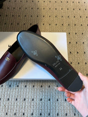 CELINE 26S FLAT LOAFERS IN DARK RED LAMBSKIN