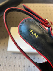 CELINE 26S HIGH-HEEL SLINGBACK 45 MM IN DARK RED CALFSKIN