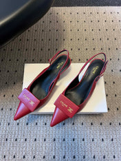 CELINE 26S HIGH-HEEL SLINGBACK 45 MM IN DARK RED CALFSKIN